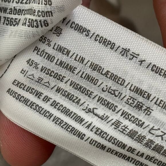 Abercrombie & Fitch White Oversized Button Down Linen Blend Shirt Size Small - Picture 5 of 9